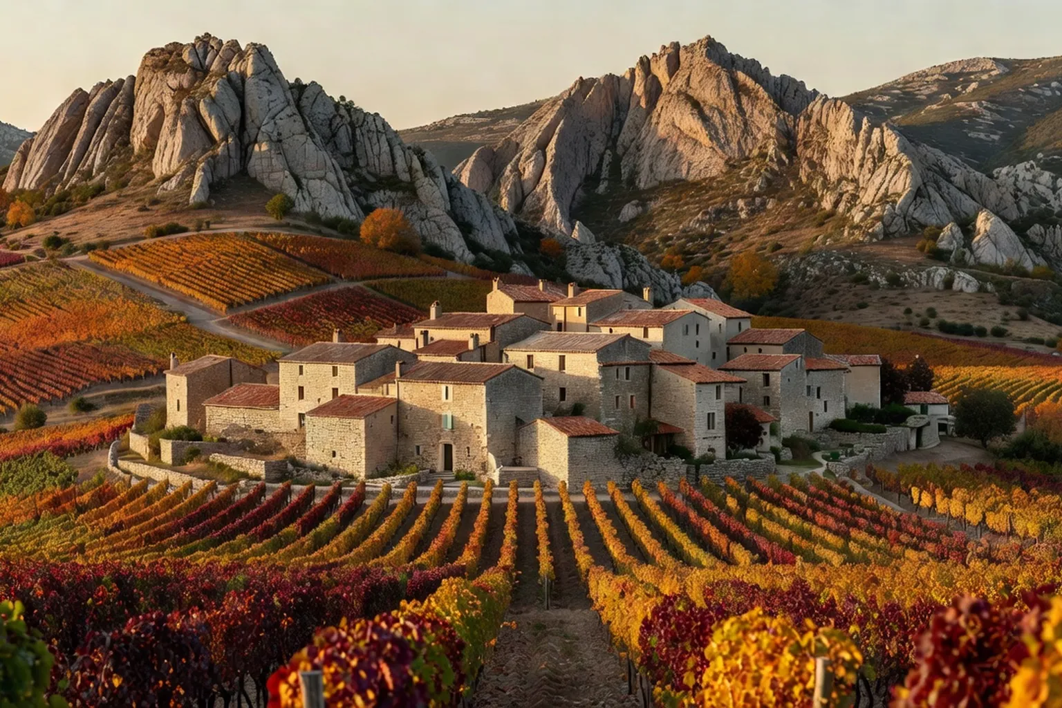 Vignes au pied des Dentelles de Montmirail