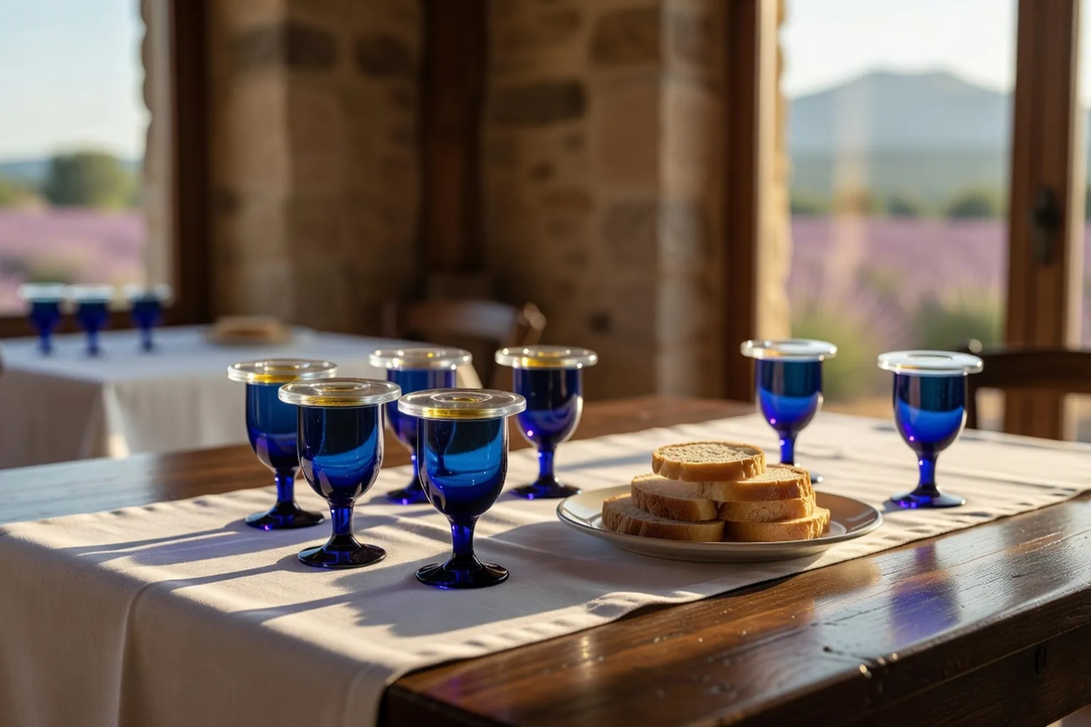 Verres de dégustation remplis d'huile d'olive sur une table en bois